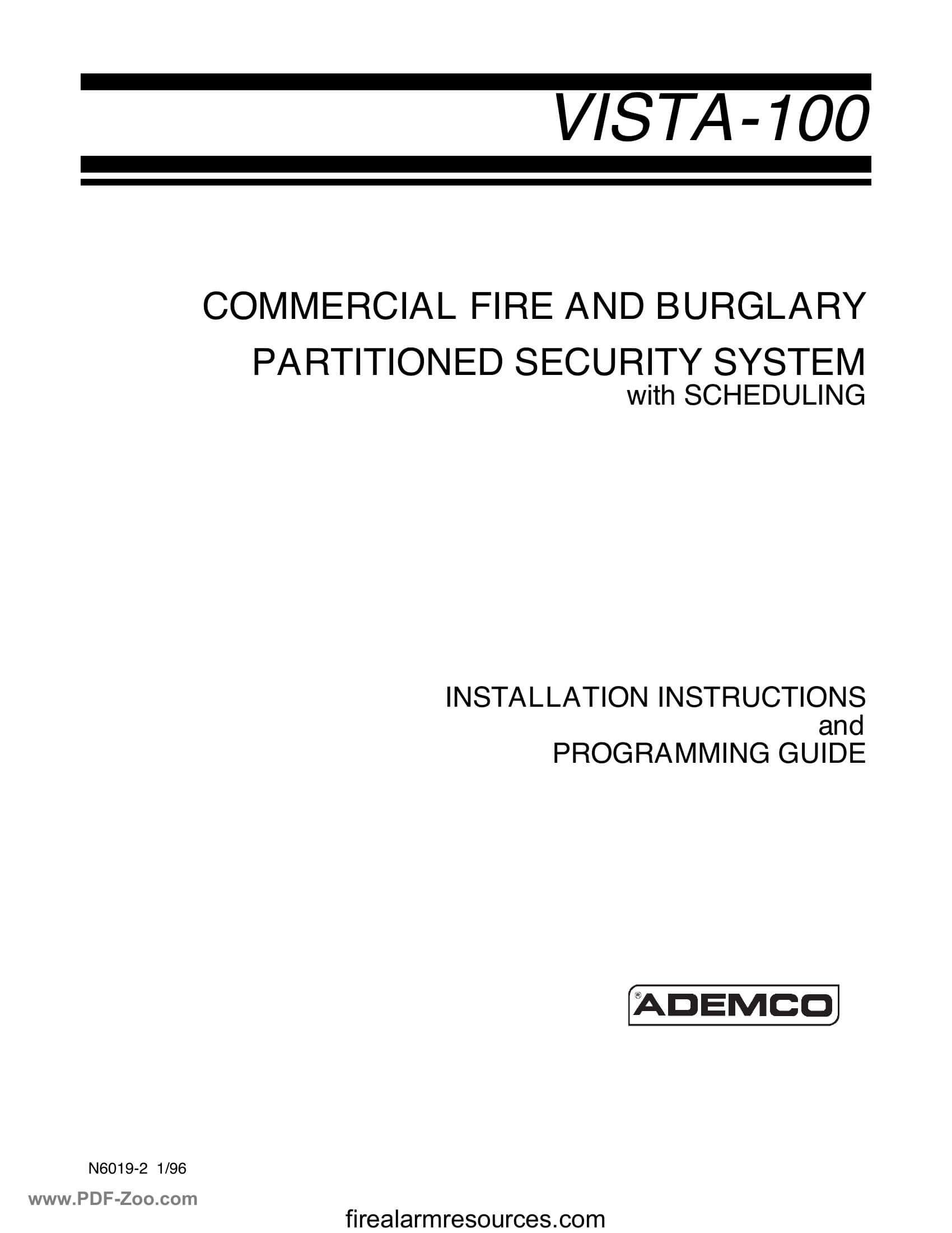 Ademco - Vista 100 Installation Manual | Download fire alarm documents