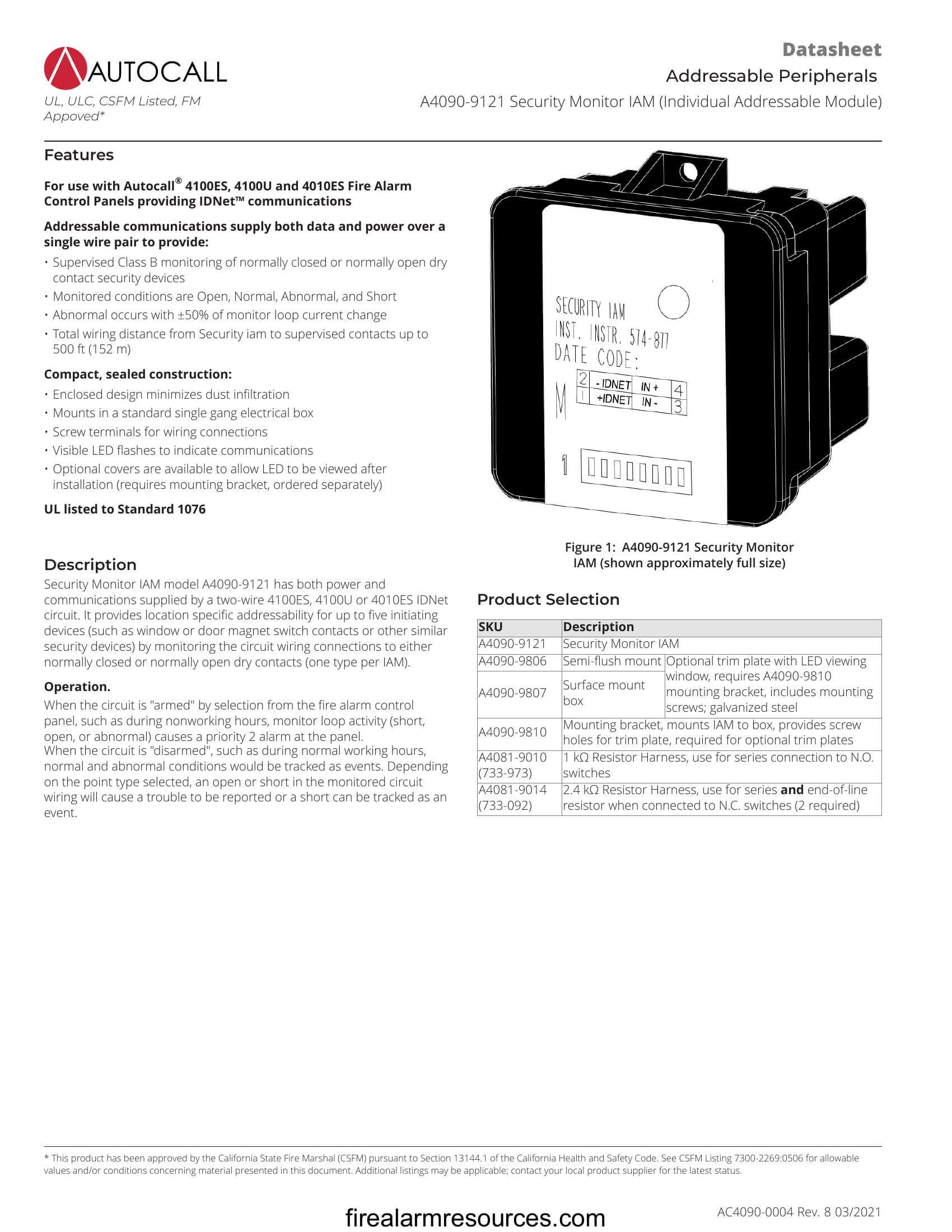 Autocall A40909121 Security Monitor IAM (Individual Addr... Download