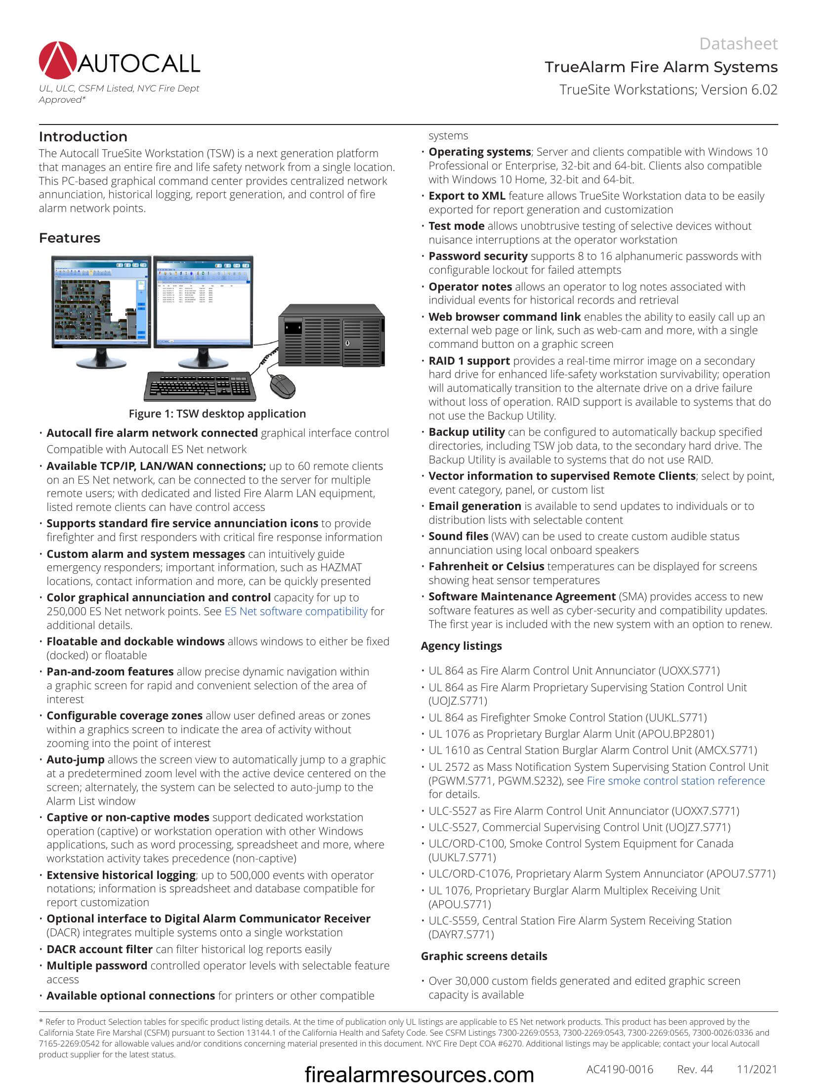 Autocall Fire Alarm Network Annunciators TrueSite Worksta... Download