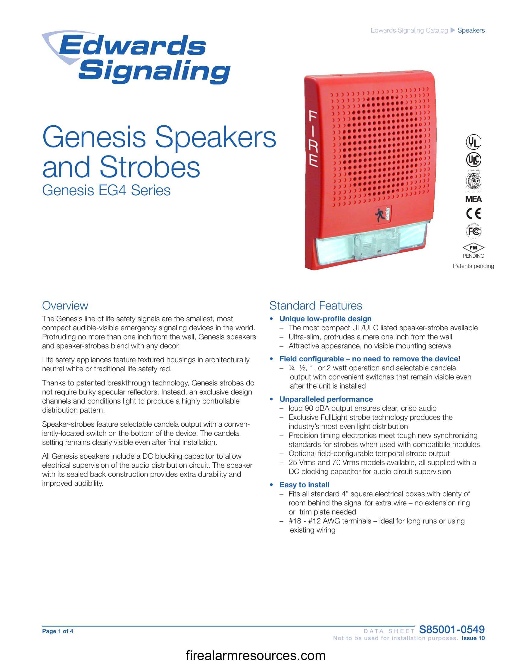 Edwards Data Sheet_5552 Multi-purpose Loudspeaker, 15 Watt | Download fire  alarm documents