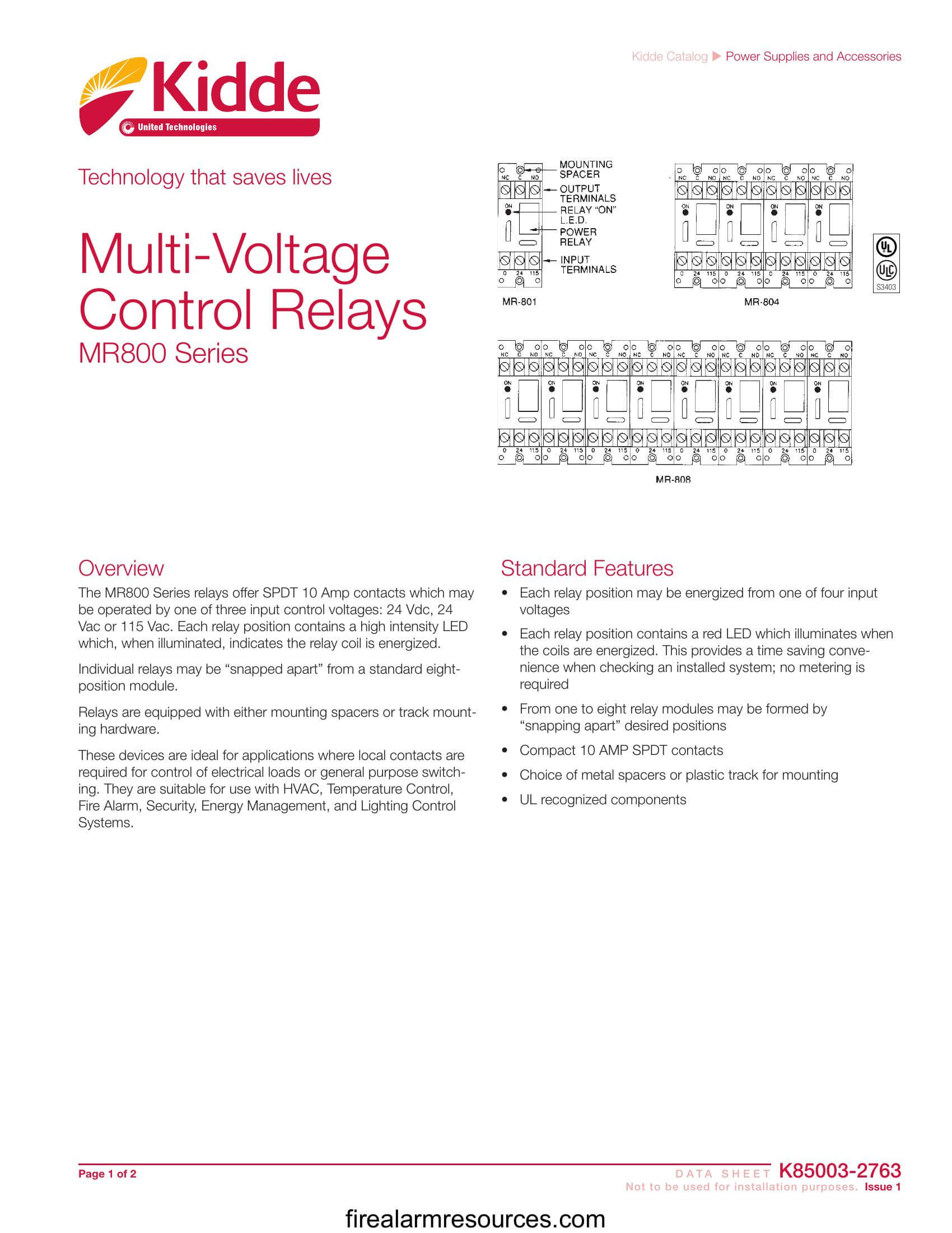 Edwards ERLY Modules Connected to MR Series Multivoltage... Download