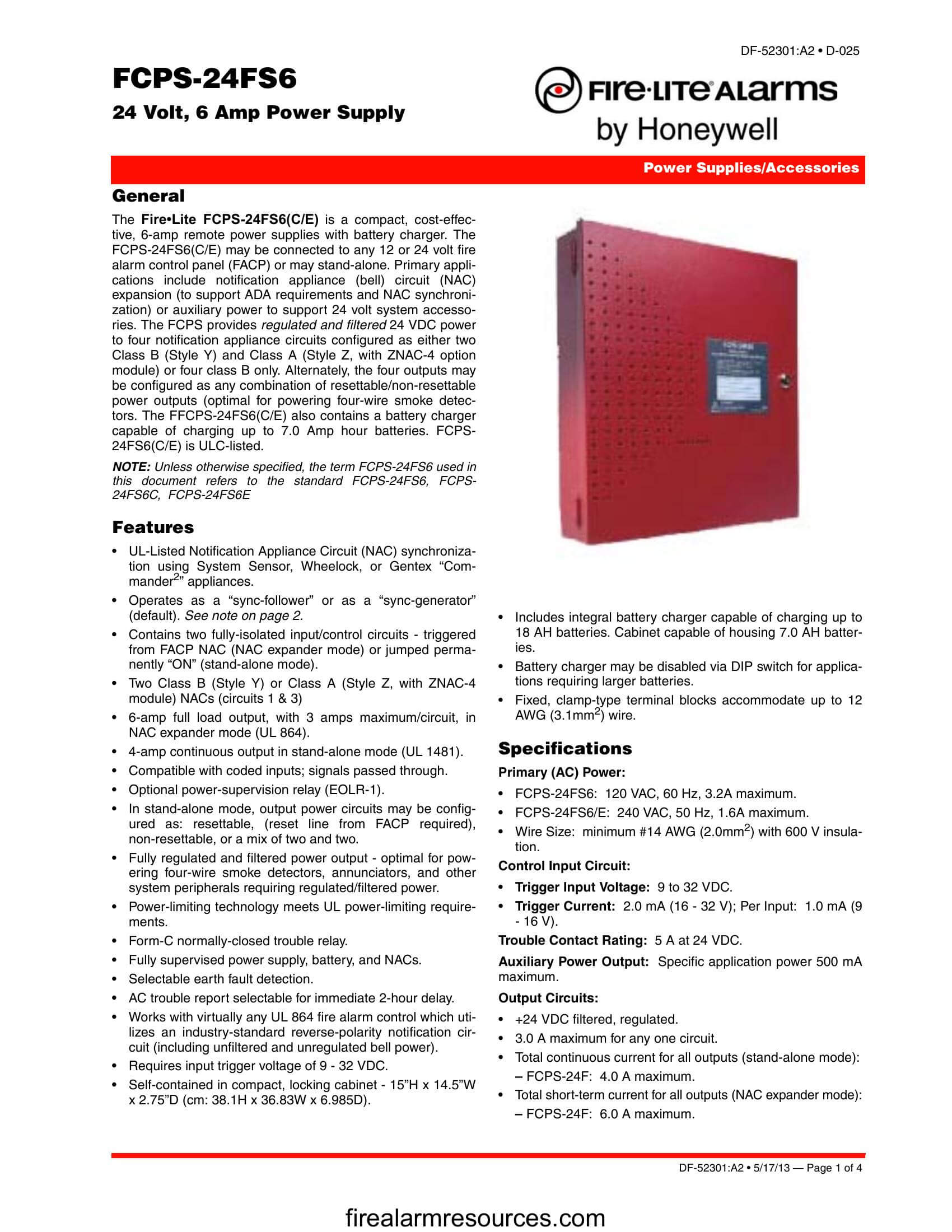 FireLite FCPS24FS6 Download fire alarm documents