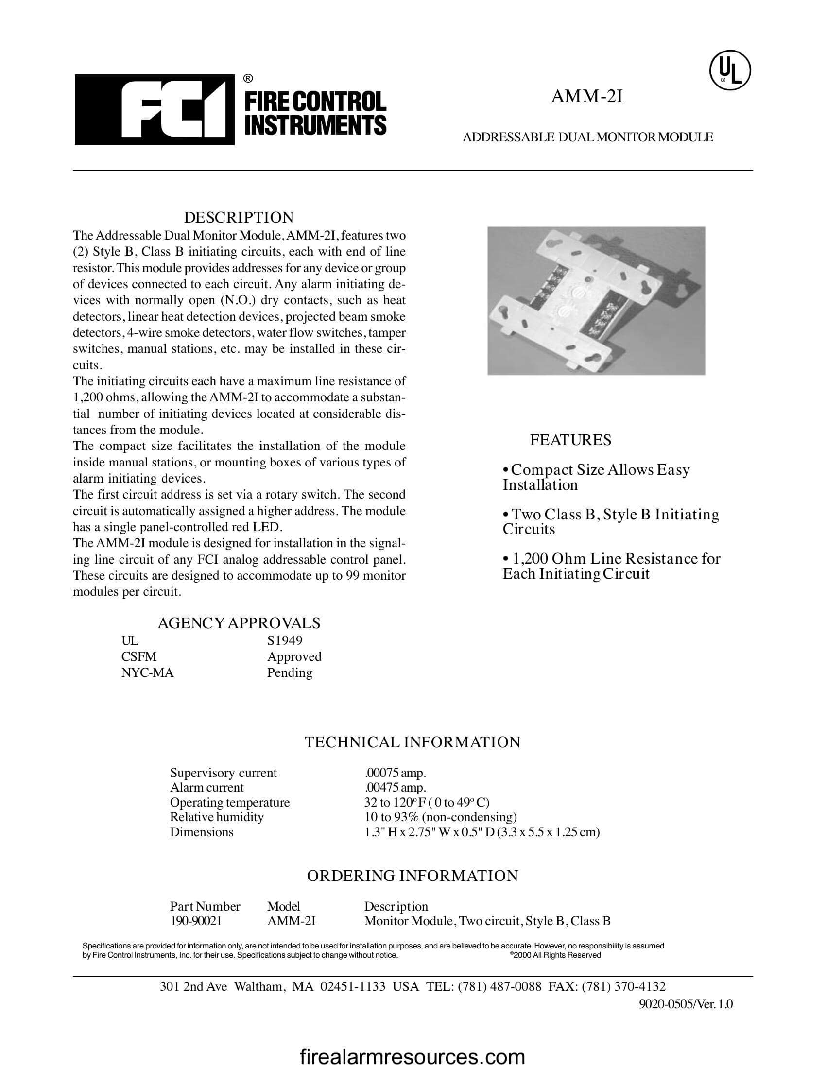 Gamewell-FCI AMM-4S Monitor Module | Download fire alarm documents