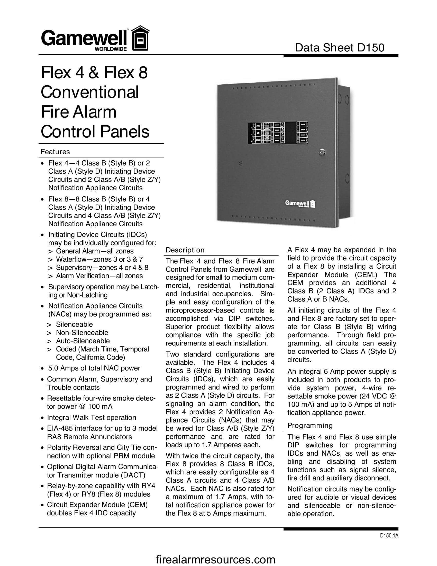 GamewellFCI Flex4 and Flex8 Conventional Fire Panels Download fire