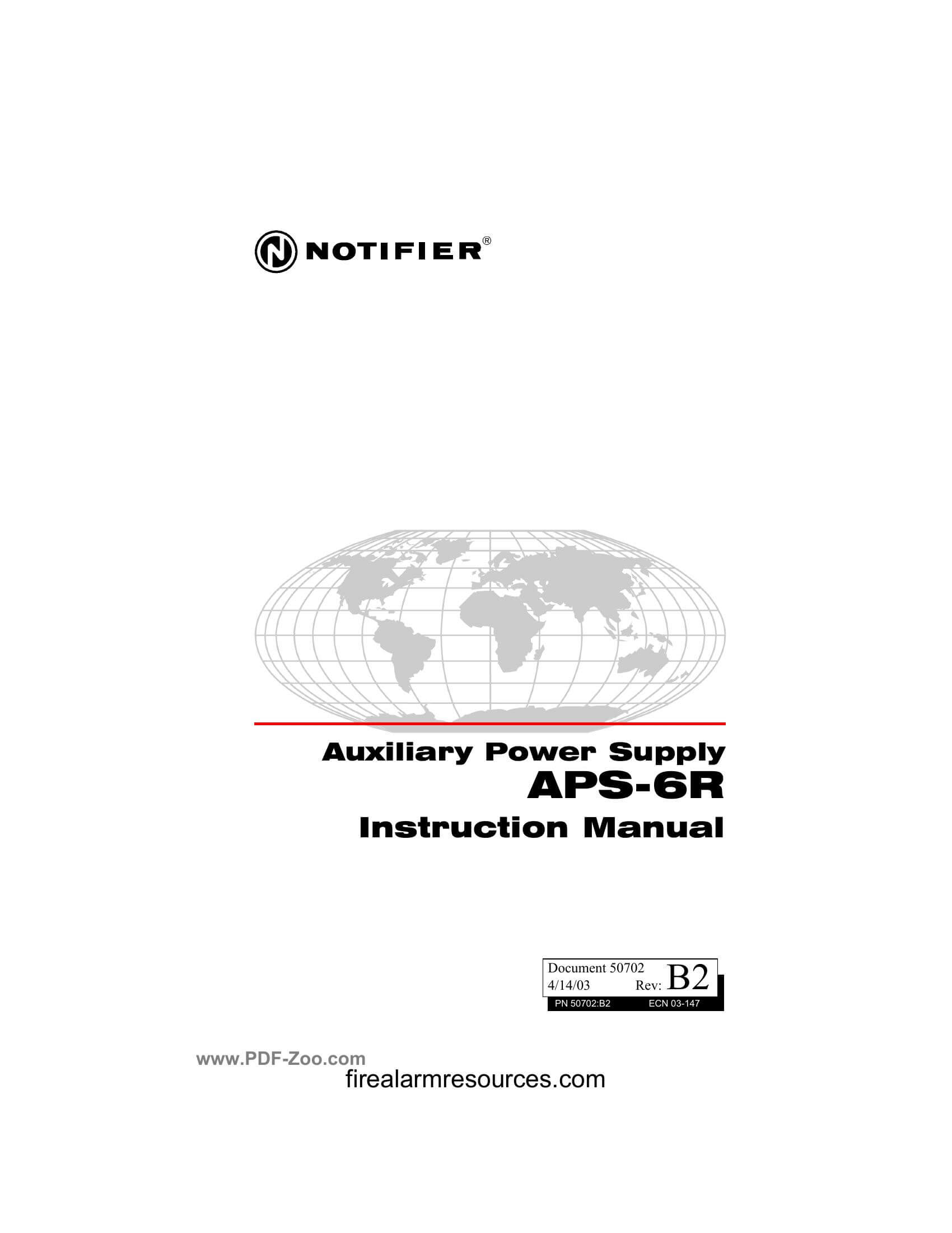 Notifier APS6R Auxiliary Power Supply Download fire alarm documents