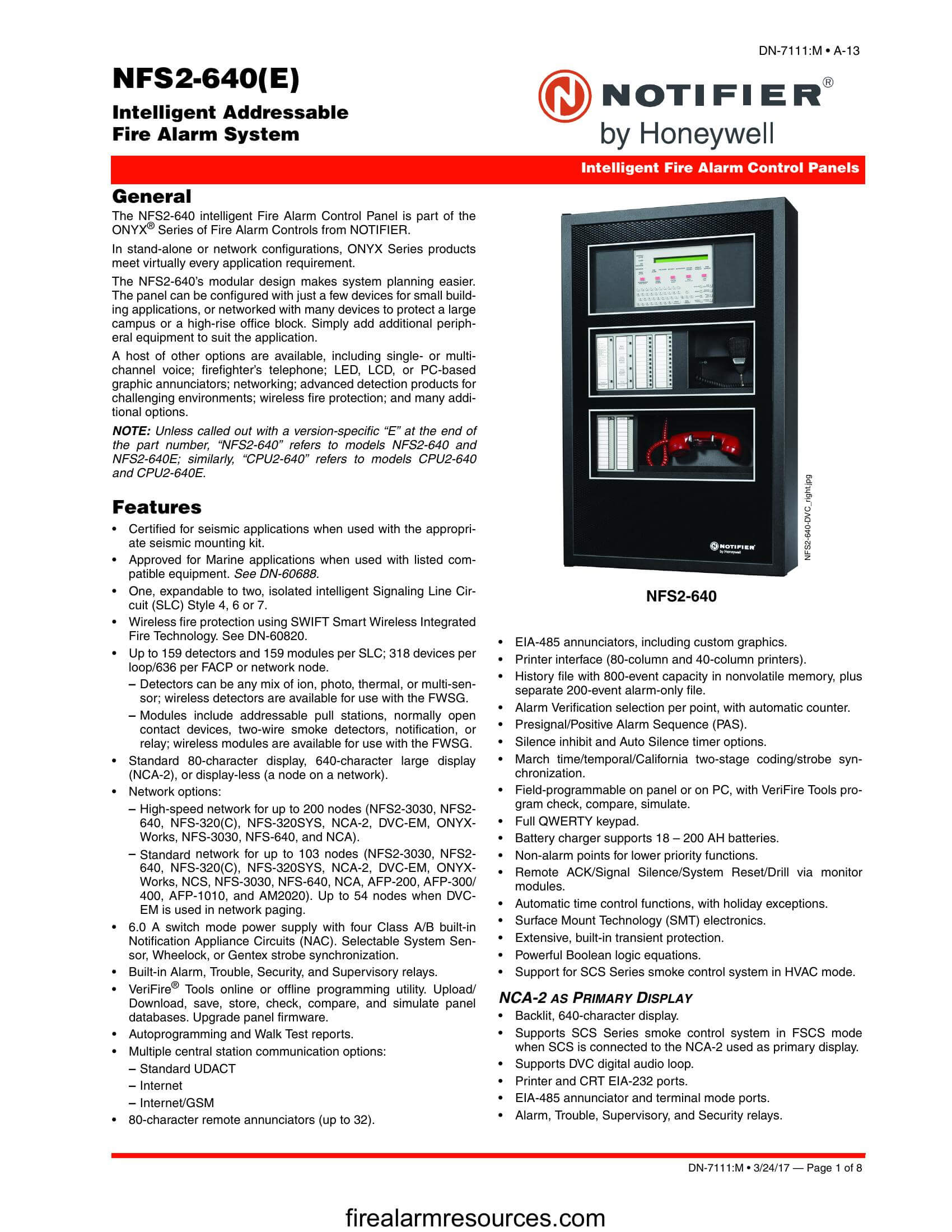 Notifier NFS320SYS(E) Intelligent Addressable Fire Alarm... Download