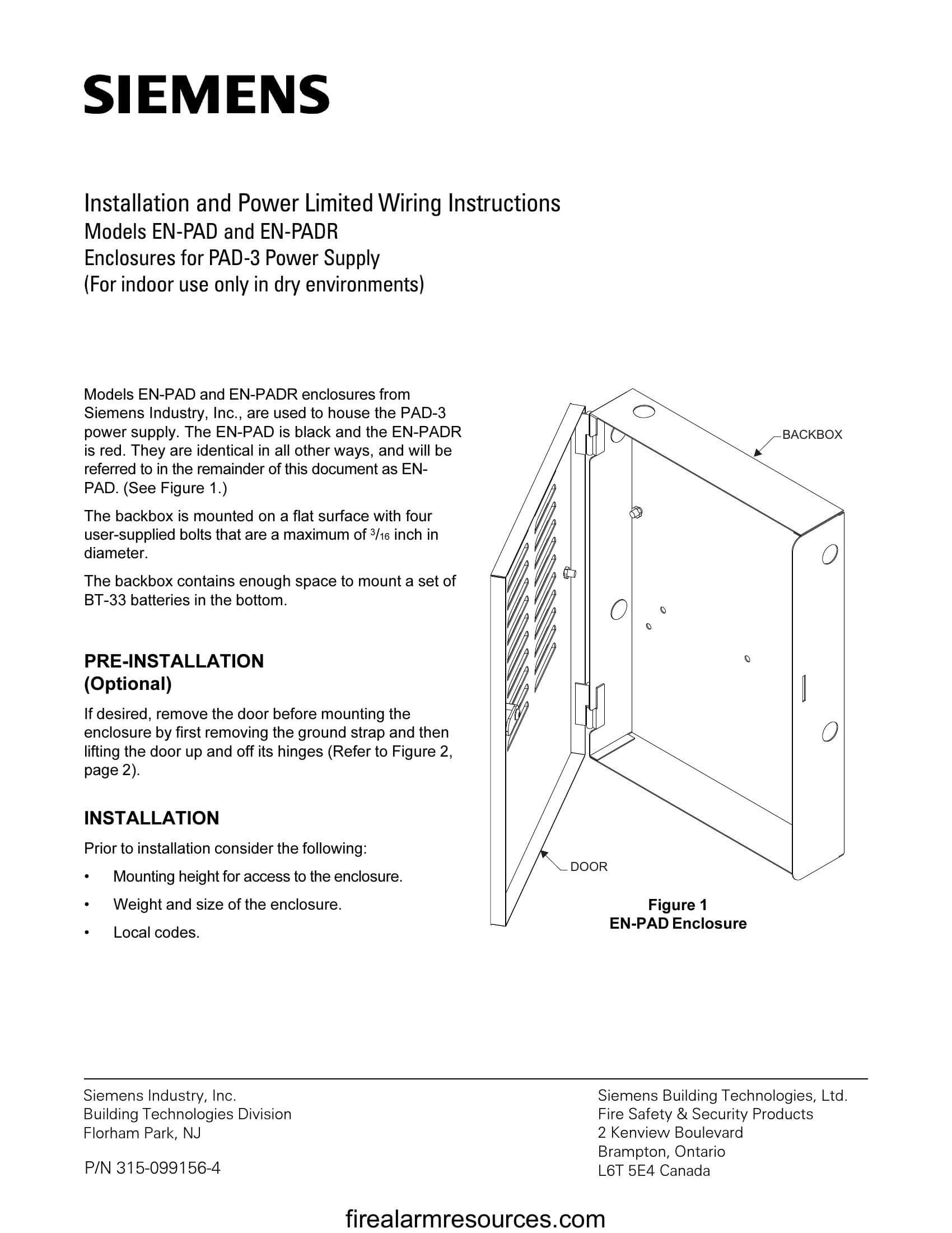Siemens MLE6 Installation and Power Limited Wiring Instr... Download