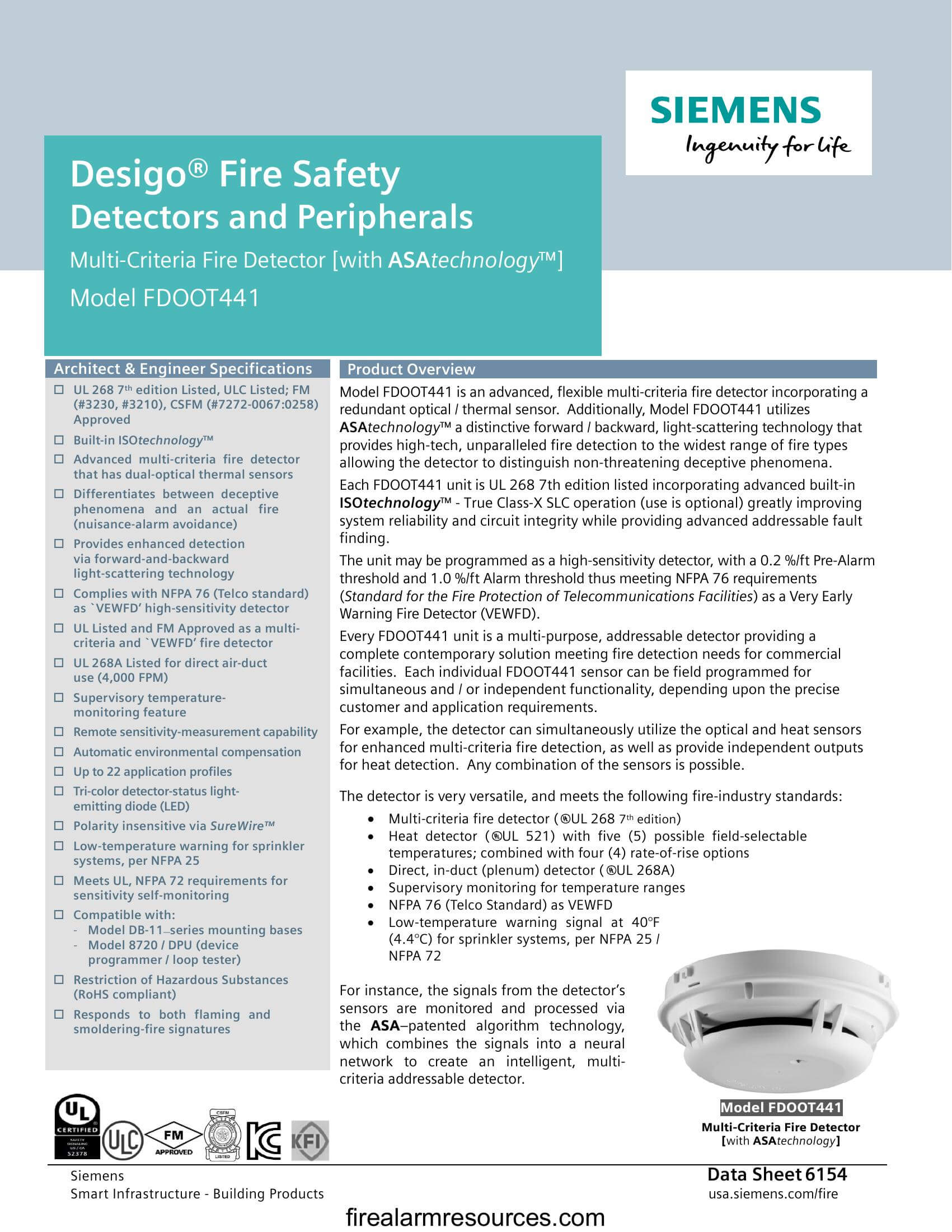 Siemens OOHC941 Multi-Criteria Fire _ CO Detector [with A... | Download ...