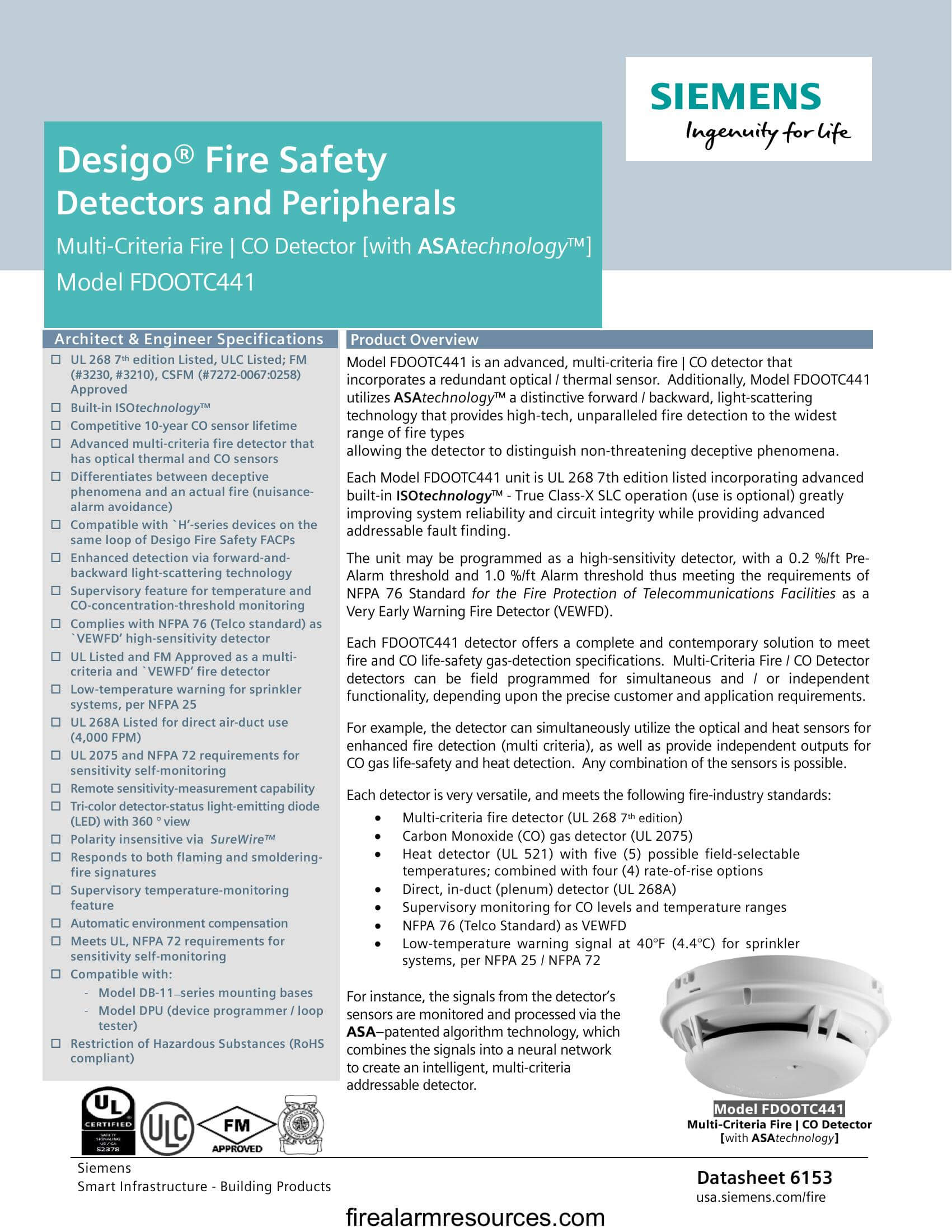 Siemens OOHC941 Multi-Criteria Fire _ CO Detector [with A... | Download ...