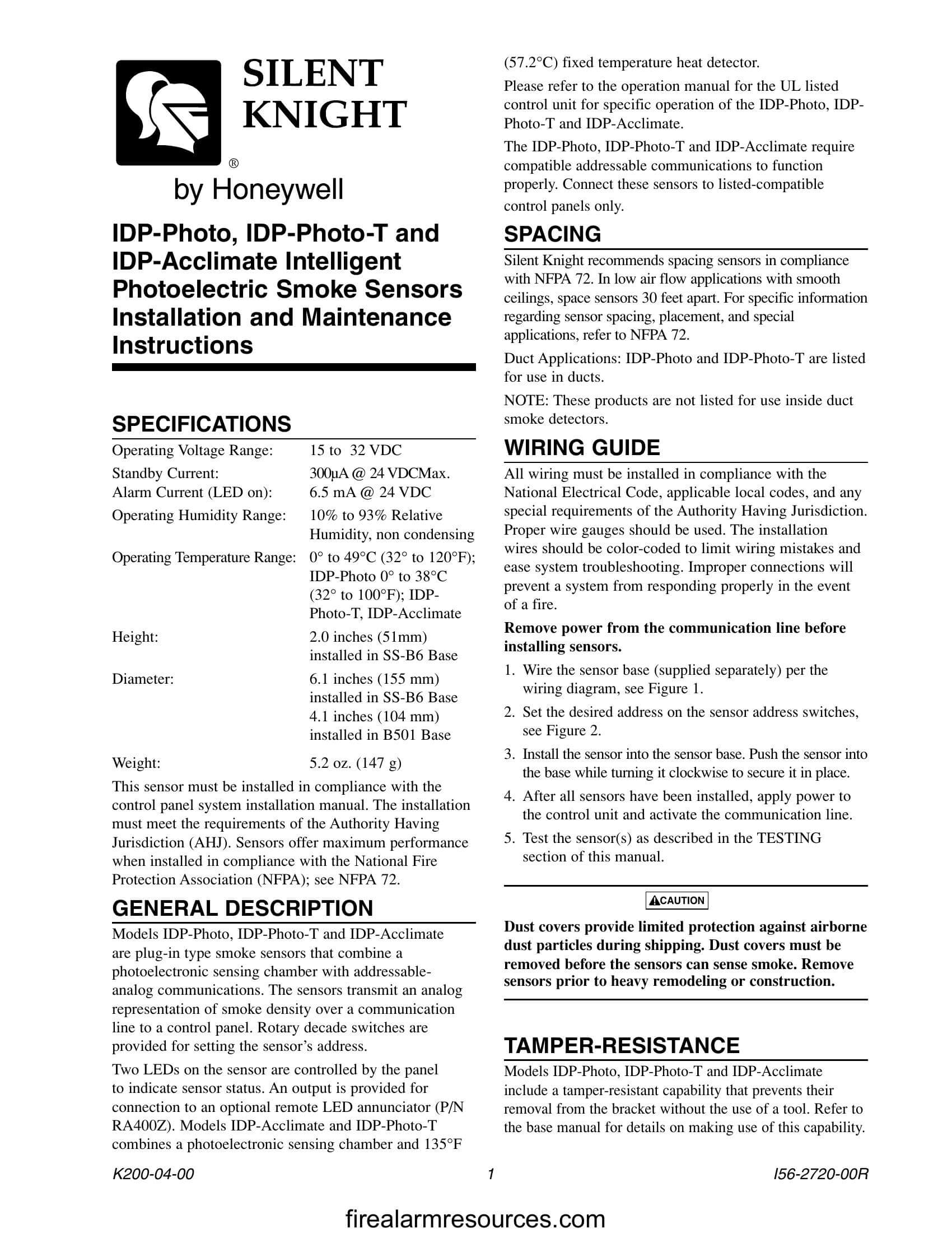 Silent Knight IDPpductR_isheet Download fire alarm documents