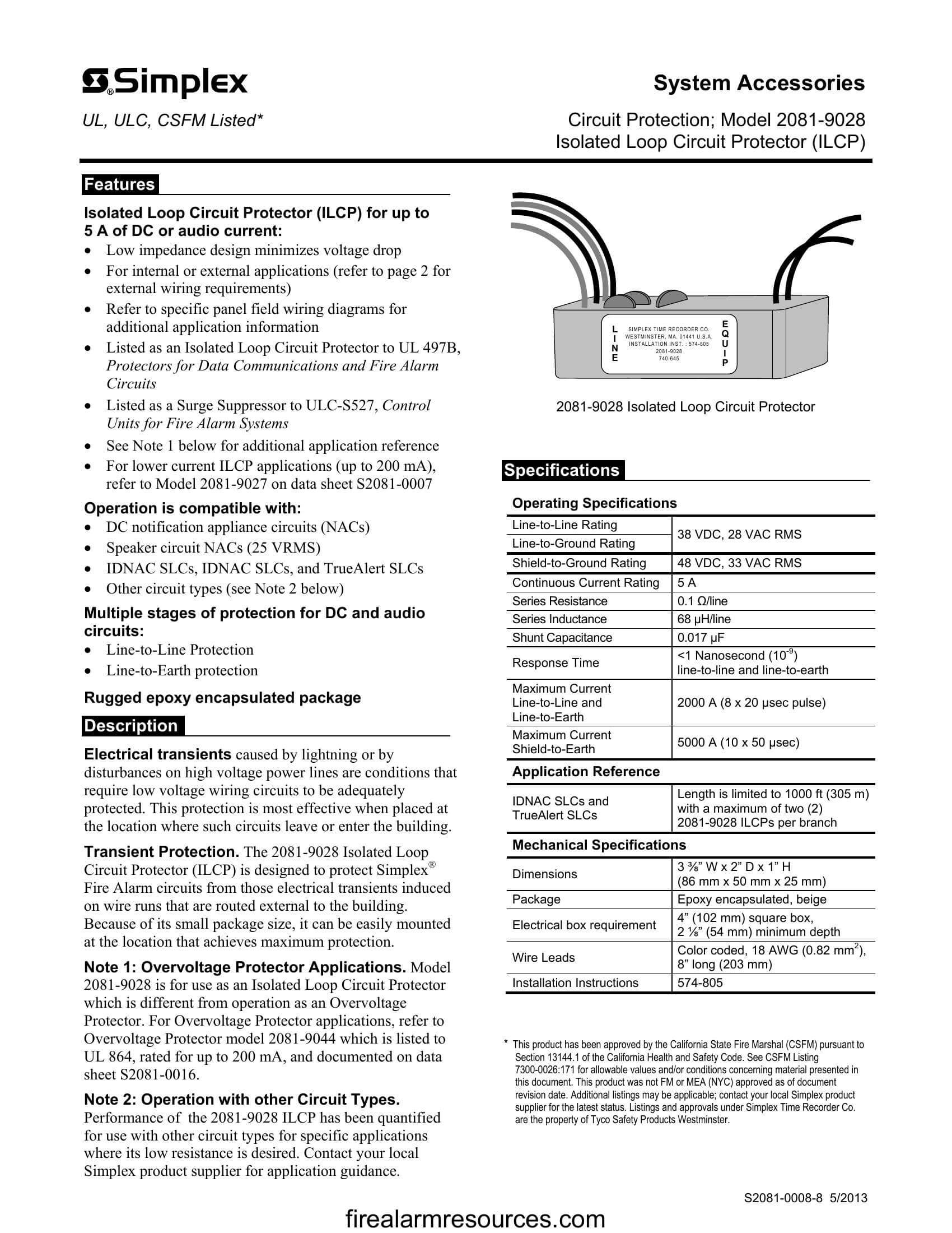 Simplex Circuit Protection, 20819044 Overvoltage Protect... Download