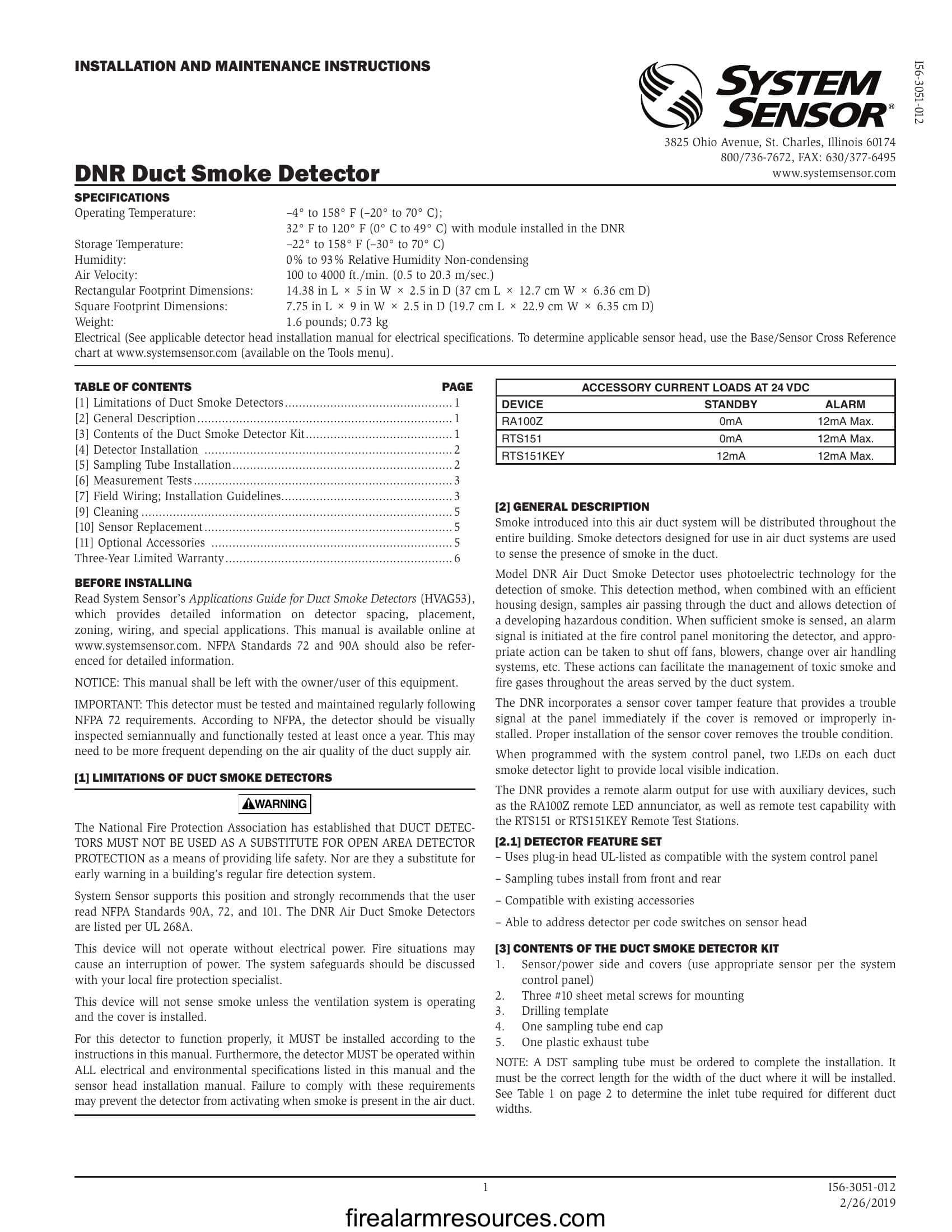 System Sensor DNR Manual Download fire alarm documents