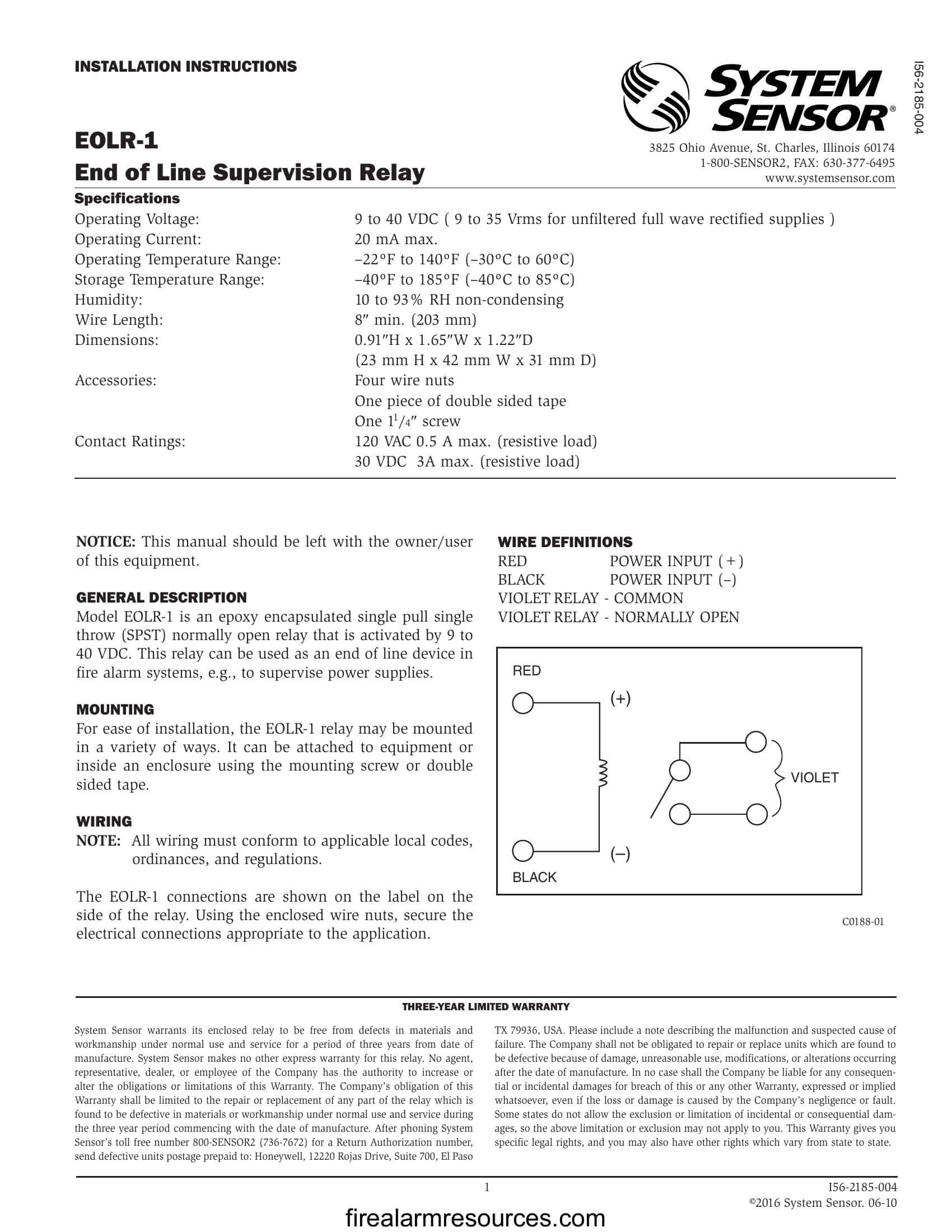 System Sensor OSI-R-SS Manual | Download fire alarm documents
